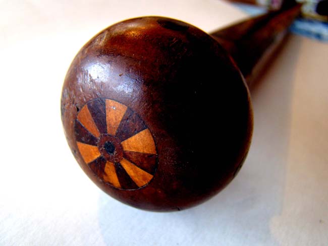 A fine mid 19th century carved and inlaid Sea Captain's cane with octagonal shaft